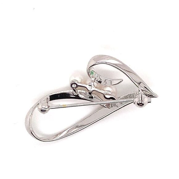 Mikimoto Estate Pin Brooch Sterling Silver 3.14 Gr 4.55 mm M153 - Picture 3 of 11